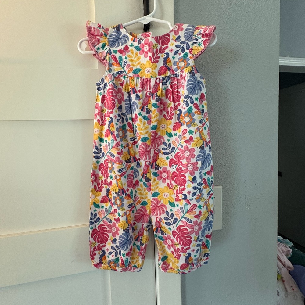JoJo Maman Bebe Colorful Floral Jumpsuit NWT 12-18